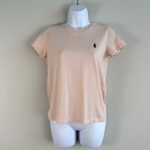 Polo Ralph Lauren Pink Logo Baby Tee Womens Medium Preppy Casual Soft Girl